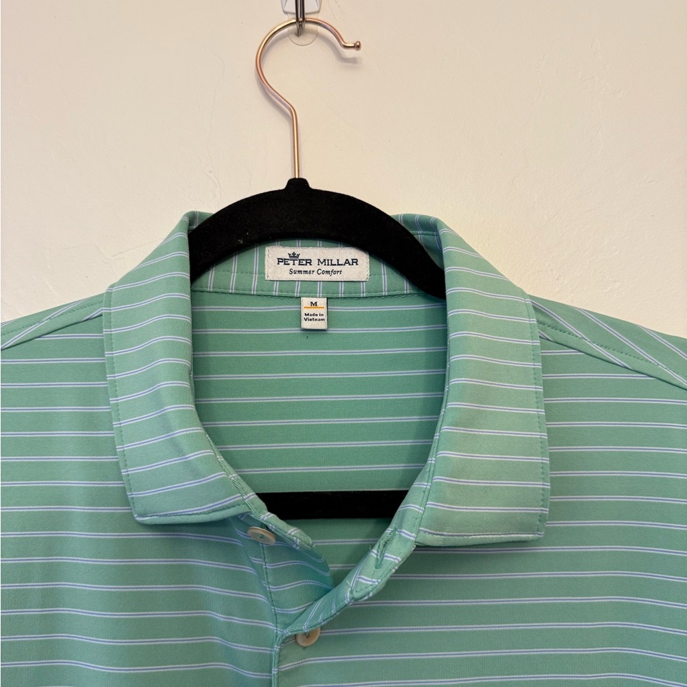 Peter Millar Mint Striped Polo Shirt